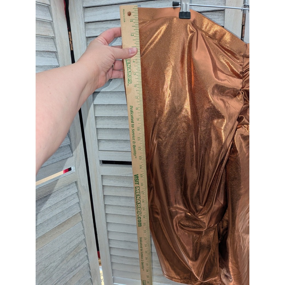 SKIMS Metallic Swim V Waist Pant Penny Bronze Ruched Cropped Leggings 4X NEW - Picture 5 of 5